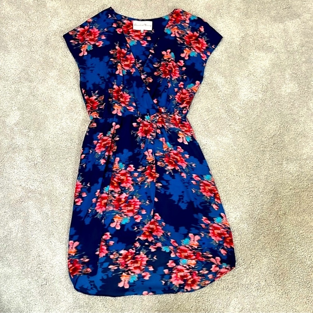Charles Henry Floral Dress in Blue and Pink